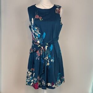 Closet London Teal/Blue Floral Sleeveless Mini Dress. Size 12. NWT. Wedding.